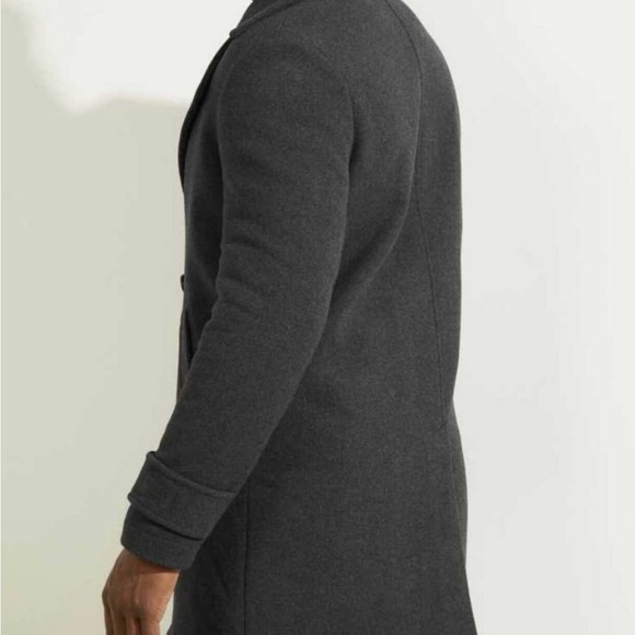 GUESS Dark Grey Military Wool-Blend Men's Coat - Picture 3 of 6